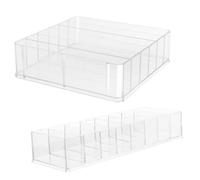 ASAKKURA 2pcs Cash Storage Box Insert Tray Multi-Grid Box with 6 and 8 Grids Sturdy Acrylic Construction Fine Craftsmanship for Household and Shops Coins Notes Organization