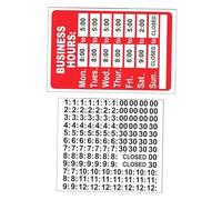 ASAKKURA 2pcs Changeable Business Hours Stickers with Number Labels Self-adhesive Open Closed Sign for Office Door Window Restaurants Coffee Shops Red