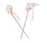 ASAKKURA 2pcs Ethnic Style Hair Sticks with Tassel Vintage Hairpin Hair Accessory for Women for Parties and Celebrations Retro Floral Design with Material
