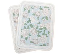 ASAKKURA 2pcs European Style Floral Leather Placemats for Dining Table Decor, High Temperature Resistant, Waterproof and Oilproof, for Restaurant Or Home Use