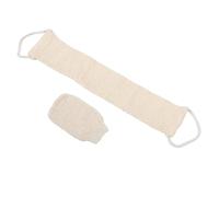 ASAKKURA 2pcs Exfoliating Shower Towel Set Natural Back Scrubber Gloves for Gentle Skin Cleansing Portable Bath Mitts for Men Women for Home Gym Travel Beige