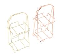 ASAKKURA 2pcs Gold Plated Double-layer Cosmetic Egg Rack Makeup Puff Holder Sponge Powder Puff Storage Stand for Beauty Makeup Sponge Organizing and Drying