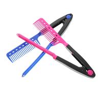 ASAKKURA 2pcs Hair Straightening Comb Hair Styling Comb Plastic V-shaped Design DIY Tool Assorted Colors for Salon and Home Use