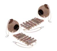 ASAKKURA 2pcs Hanging Coconut Shell Bird Nest Ladder Reptile Hideouts for Gecko Chameleon Lizard Coconut Cave Nesting House Hideout for Outdoor Birds Lovebirds