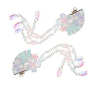 ASAKKURA 2pcs Japanese Kimono Hair Clips with Floral Tassel Fan Design Elegant Chinese Costume Hairpins for Women Traditional Hanfu Wedding Accessories for Brides and Cultural Celebrations