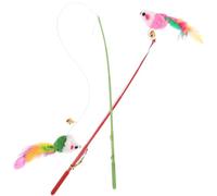 ASAKKURA 2pcs Kitten Teasing Stick Cat Stick Funny Simple Design Plush Gift for Pets Kitten for Family Co-worker Random Color