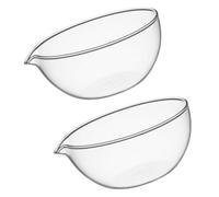 ASAKKURA 2pcs Mini Glass Prep Bowls with Creative Pour Spout 200ml Microwave Safe Glass Salad Serving Bowls for Kitchen Baking and Food Prep
