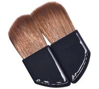 ASAKKURA 2pcs Mini Makeup Blush Brushes with Angled Horn Handle, Natural Horse Hair Dense Foundation and Eye Shadow Brush Set for Travel Makeup and Powder Application