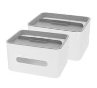ASAKKURA 2Pcs Multifunctional Tissue Box with Remote Control Organizer, PP Desktop Storage Case for Living Room and Student Dormitory, Household Supplies Organizer in Grey