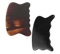 ASAKKURA 2pcs Natural Horn Gua Sha Scraping Plates for Face and Body Massage, Effective Contact with Skin, Face Lifting Tool, Unique Artistic Design for Skincare Routine and Work Relaxation