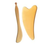 ASAKKURA 2pcs Natural Horn Massage Plates Guasha Face Sticks Trigger Point Massagers for Compact and Comfortable Grip for Skin Care and Relaxation Random Style