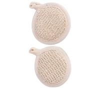 ASAKKURA 2Pcs Natural Linen Exfoliating Bath Scrubber Set with Hemp Circular Pads 8X8Cm, Skin-Friendly Body and Leg Scrubbers for Showering and Dead Skin Removal