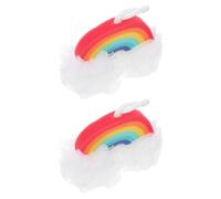 ASAKKURA 2pcs Rainbow Shower Mesh Puff Bath Sponge Exfoliator Pad for Men and Women, Soft Pe Material Helps Skin Breathe and Wipes Excess Oil, for Bathroom Use