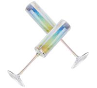 ASAKKURA 2pcs Rainbow Sparkling Wine Glasses Colored Glass Cups 180ml Elegant Multi-use Cocktail and Wine Glasses for Bars and Offices