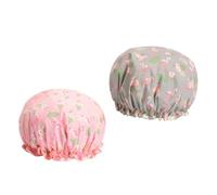 ASAKKURA 2pcs Reusable Bathing Hats with Elastic Band for Women Soft Peva Shower Caps for Thick and Long Hair Lightweight Flamingo Print Bath Caps One Fits