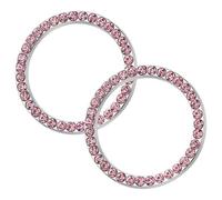 ASAKKURA 2pcs Rhinestone Car Engine Start Button Cover Ring, Push to Start Switch Decoration, Car Interior Accessories for Vehicle Aesthetic Enhancement