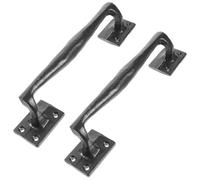 ASAKKURA 2pcs Rustic Black Iron Barn Door Handles for Thick Wooden Doors with Stable Installation and Low Maintenance for Interior Decor and Commercial Spaces