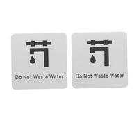 ASAKKURA 2pcs Self-adhesive Aluminum Water Conservation Stickers for Kitchen Sink Save Water Reminder Signs with Stylish Minimalist Design Indoor Outdoor Use Promote Saving in Homes and