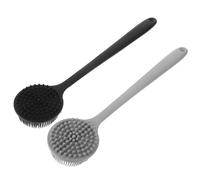 ASAKKURA 2pcs Silicone Back Bath Brush Shower Body Brush Long Handle with Hole Design Silicone Bristles Exfoliates and Massage Effects Portable for Hotel and Gift for Friends