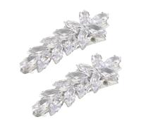 ASAKKURA 2pcs Wedding Bling Hair Clips Zircon Hair Jewelry Leaf Shaped Copper Zircon Dazzling Brilliance Comfortable Wear for Brides Bridesmaids Proms and Daily Outfits