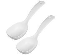 ASAKKURA 2pcs White Pp Rice Scoop Soup Spoon Set with Long Handle Porridge Spoon Household Serving for Home and Restaurant Use Easy to Clean and No Burr Simple Design Ladle