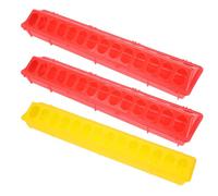 ASAKKURA 3 Pcs Pigeon Feeding Troughs Set 500x125x80mm Long Anti-spatter Food Containers for Bird Cages Red and Yellow Sturdy Plastic, Suitable for Pigeon and Poultry Feeding Supplies