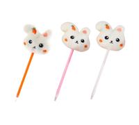 ASAKKURA 3pcs Adorable Rabbit Shape Doll Ballpoint Pen Plush Material Smooth Ink Comfortable Grip Portable Writing Pens for Office Classroom Party Supplies
