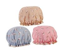 ASAKKURA 3pcs Cartoon Shower Caps for Women Waterproof Bathing Caps 27CM Elastic for Long Hair Double Layer Design Suitable for Spa and Home Use