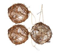 ASAKKURA 3pcs Hanging Bird Feeder Spherical Wooden Cotton Hummingbird Nest Creative Three-piece Design Convenient for Outdoor Indoor Courtyard Gardens Bird Enthusiasts