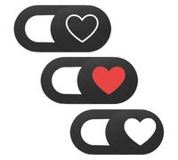 ASAKKURA 3pcs Heart Pattern Webcam Cover Slide for Tablet and Desktop Computer, Ultra Thin Abs Privacy Protector, Finger Operated, Lightweight for Safe Digital Life