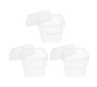 ASAKKURA 3pcs Lidded Bucket with Lid Pail with Handle Square Plastic Bucket 5.89x5.89x5.89in Food Grade Plastic Portable Design Visible Contents Reusable Freezer Storage for Kitchen Use