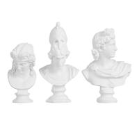 ASAKKURA 3pcs Mini Plaster Statue Busts Set Greek Mythology Figurines Athena Apollo Classic Resin Plaster Decor Tabletop Home Decoration Crafts