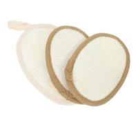 ASAKKURA 3pcs Natural Loofah Exfoliating Scrubber Pads with Beige and Coffee Edges, Bath Shower Loofah Sponge Set for Men and Women, Body Scrubbing and Dead Skin Removal, Suitable