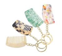 ASAKKURA 4 Pcs Mini Comb Keychains Set, Portable Wide Tooth Detangling Combs for Curly Hair, Acetate Material, Travel Hair Accessories with Creative Keyring, 5.3cm X 3.1cm Each