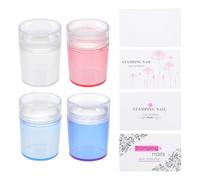 ASAKKURA 4 Sets Silicone Nail Art Stampers Nail Transfer Stamper Tool Simple Manicure Art Accessory Fine Workmanship Assorted Colour with Lid DIY