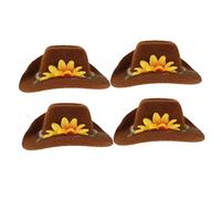 ASAKKURA 4PCS Adjustable Floral Cowboy Hat for Small Pets Lightweight Felt Mini Western Cap for Hamsters Guinea Pigs Parrots Snakes Party Dress-up Accessory