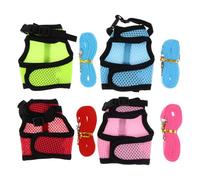 ASAKKURA 4pcs Assorted Colour Mesh Cloth Rabbit and Hamster Vest Harness Leash Set, and Easy to Put for Indoor and Outdoor Activities