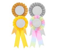 ASAKKURA 4pcs Award Ribbon Rosette Rose Bow Knots Tinplate Ribbon with Vibrant Design and Easy to Carry Celebration Essential for Science Fair and Classroom Prize