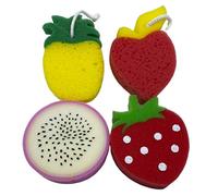 ASAKKURA 4pcs Bath Sponge Fruit Shape Bath Balls Set, Soft Non-Scratch Shower Sponges for ’s Bathing and Body Scrubbing Assorted Style