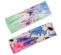 ASAKKURA 4PCS Elastic Bohemian Printing Headbands for Women Sweat Absorbing Knot Hair Wraps for Running Yoga and Outdoor Activities Random Styles Included