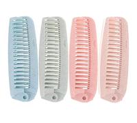 ASAKKURA 4Pcs Foldable Travel Comb Set, Portable Elastic Plastic Hair Straightening Combs with Anti-Static Function, Lightweight Hairdressing Tools for On-The-Go Styling Random Random Color