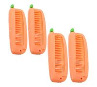 ASAKKURA 4pcs Folding Hair Comb Fine Tooth Portable Comb Cartoon Carrot Shaped Protects from Dust and Dirt Gentle on Hair Travel School