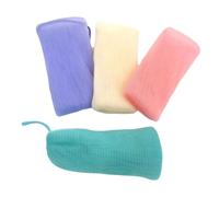 ASAKKURA 4pcs Mesh Soap Holder Pouch for Bar Soap with Drawstring Hanging Pe Material for Shower and Bathroom Use