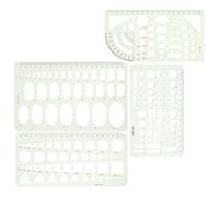 ASAKKURA 4pcs Plastic Geometric Drawing Stencils Circle and Oval Shapes Ruler for Drafting with Versatile Use and Sturdy Design for Office and On-the-go Use
