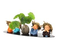 ASAKKURA 4pcs Resin Little Monk Figurines Car Dashboard Ornament Decorative Multi-function Zen Style Miniature Buddha Statues for Sofa Armrests and Tables