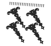 ASAKKURA 4pcs Retro European Style Wooden Box Hinges DIY Hinge Accessories for Craft Boxes Easy Installation Elegant Black Finish