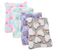 ASAKKURA 4pcs Small Animal Warm Fleece Sleep Pad Set 15x20cm for Hamster Rabbit Guinea Pig Bed Cushions Soft Pet Nest Mats for Cozy Habitat