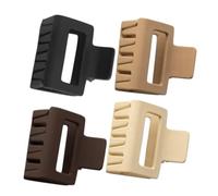 ASAKKURA 4pcs Square Matte Claw Hair Clips for Women Minimalist Resin Jaw Clips for Thin to Thick Hair in Black Dark Brown Light Brown