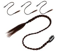 ASAKKURA 4pcs Synthetic Braided Ponytail Extension Long Hairpiece Soft Natural-looking Hair Extensions for Women Daily Wear Light Brown
