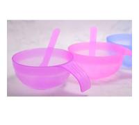 ASAKKURA 5 Set Plastic Mask Bowl Set Portable DIY Face Mask Mixing Tool with Stick Thickened Handle Assorted Random Colours Delicate Beautiful Design for Cosmetic Use by Ladies Random Color